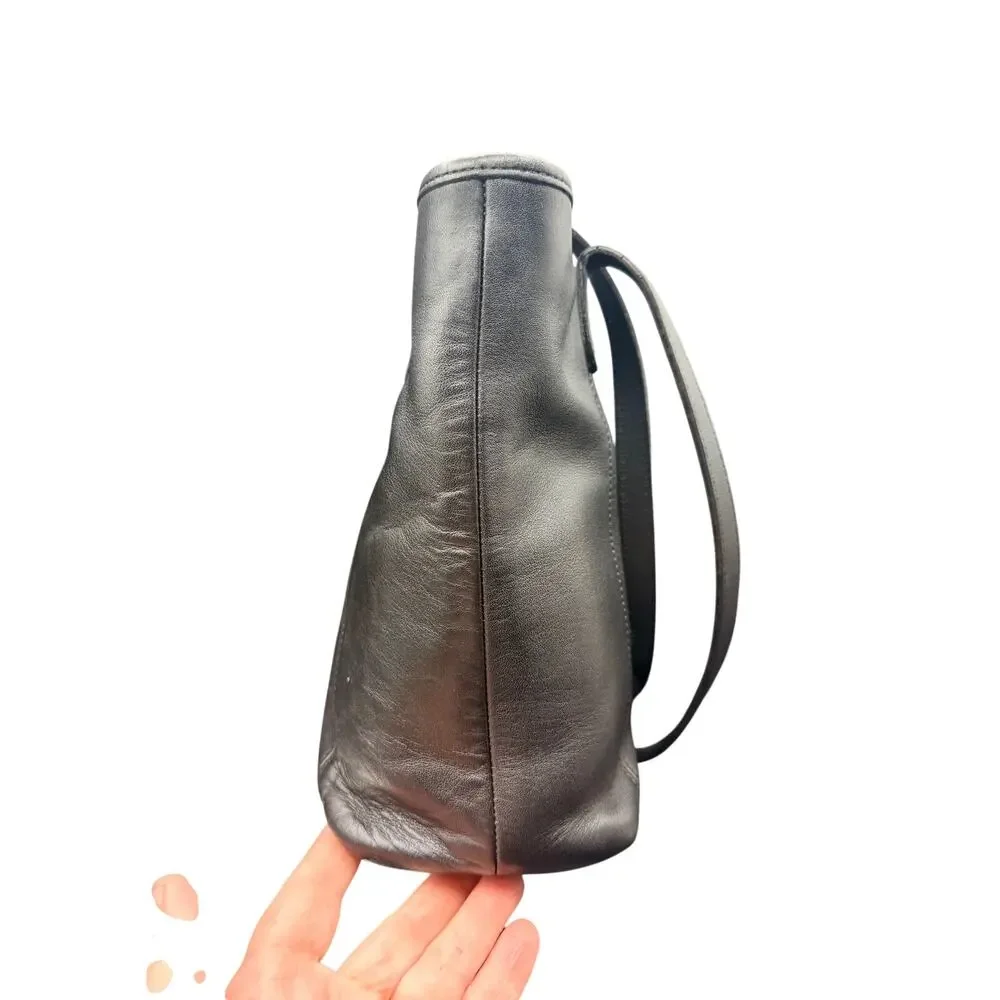 Vintage Coach Black Leather Lunch Tote Small Shoulder Bag Mexico 9077